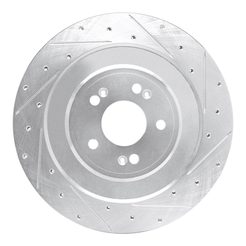 Genesis G80 Brake Rotor (1) - Rear Right - R1 Concepts - Drilled & Slotted - Silver - `21-`26